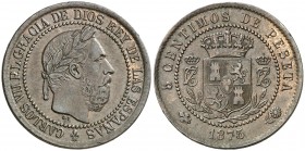 1875. Carlos VII (Pretendiente). Oñate. 5 céntimos. (AC. 2). 4,95 g. MBC+.