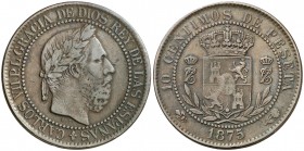 1875. Carlos VII (Pretendiente). Oñate. 10 céntimos. (AC. 5). 10,05 g. MBC-.