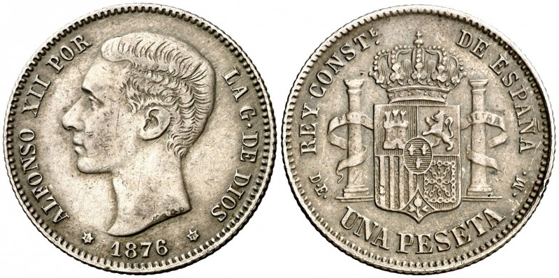 1876*1876. Alfonso XII. DEM. 1 peseta. (AC. 15). 4,59 g. Golpecito en canto. Bue...