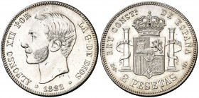 1882*1882. Alfonso XII. MSM. 2 pesetas. (AC. 32). 10,06 g. Abrillantada. (EBC-/EBC).