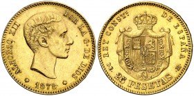 1878*18--. Alfonso XII. DEM. 25 pesetas. (AC. 70). 8,07 g. Golpecitos. EBC-.