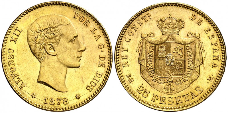 1878*1878. Alfonso XII. EMM. 25 pesetas. (AC. 71). 8,06 g. Brillo original. EBC.