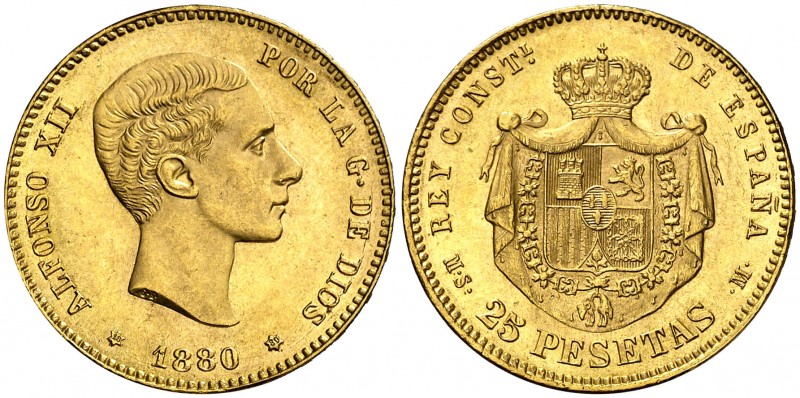 1880*1880. Alfonso XII. MSM. 25 pesetas. (AC. 79). 8,08 g. EBC.