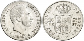 1885. Alfonso XII. Manila. 20 centavos. (AC. 111). 5,21 g. EBC-.
