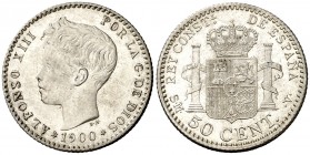 1900*00. Alfonso XIII. SMV. 50 céntimos. (AC. 45). 2,51 g. EBC+.