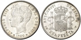 1900*1900. Alfonso XIII. SMV. 1 peseta. (AC. 59). 5 g. EBC-.