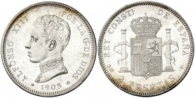 1905*1905. Alfonso XIII. SMV. 2 pesetas. (AC. 88). 9,90 g. S/C-.