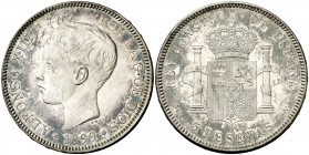 1899*1899. Alfonso XIII. SGV. 5 pesetas. (AC. 110). 24,74 g. Sombras. EBC.