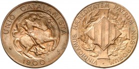 1900. Unió Catalanista. Barcelona. 10 céntimos. (AC. 133). 10,65 g. Vallmitjana. Pátina irregular. EBC-.