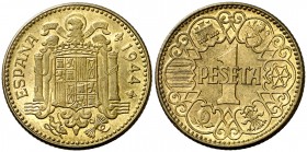 1944. Franco. 1 peseta. (AC. 44). 3,53 g. S/C.
