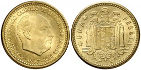 1947*1954. Franco. 1 peseta. (AC. 54). 3,44 g. S/C-.