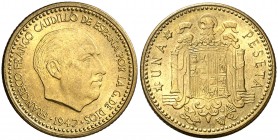 1947*1954. Franco. 1 peseta. (AC. 54). 3,51 g. S/C-.