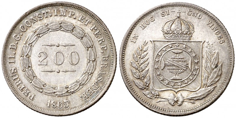 1865. Brasil. Pedro II. 200 reis. (Kr. 469). 2,50 g. AG. S/C-.