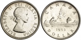 1953. Canadá. Isabel II. 1 dólar. (Kr. 54). 23,21 g. AG. EBC.