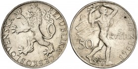 1948. Checoslovaquia. 50 coronas. (Kr. 25). 9,96 g. AG. EBC+.