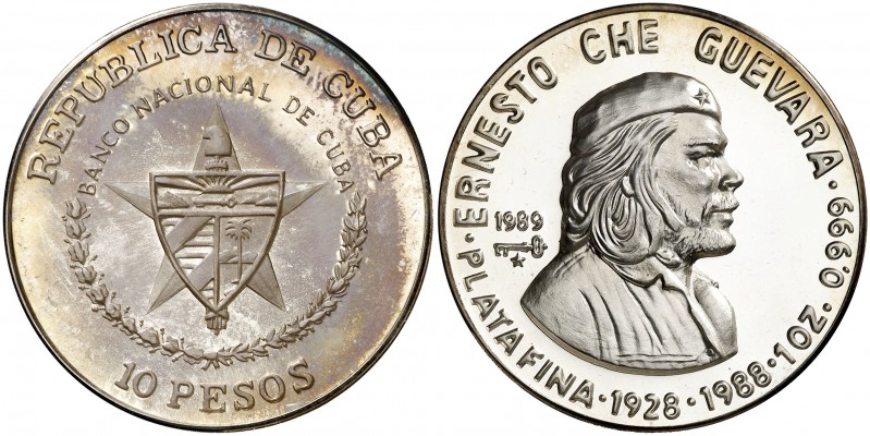 1989. Cuba. 10 pesos. (Kr. 163). 30,99 g. AG. Ernesto Che Guevara. Acuñación de ...