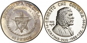 1989. Cuba. 10 pesos. (Kr. 163). 30,99 g. AG. Ernesto Che Guevara. Acuñación de 2000 ejemplares. Proof.