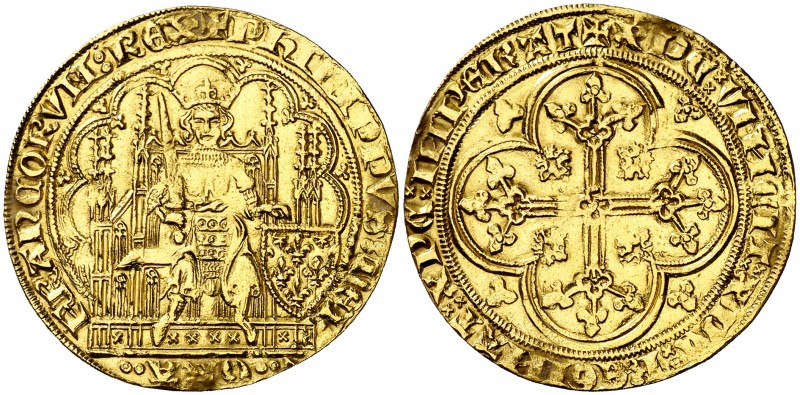 Francia. Felipe VI de Valois (1328-1350). 1 écu d'or. (Fr. 270). 4,34 g. AU. Sir...