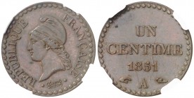 1851. Francia. II República. A (París). 1 céntimo. (Kr. 754). CU. EBC+.