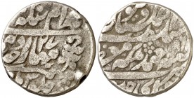Año 27 (1862). India. Jaipur. Ram Singh. 1 rupia nazarena. (Kr. 119). 11,26 g. AG. BC+.