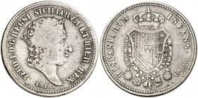 1818. Italia. Nápoles. Fernando I. 60 grana. (Kr. 284). 13,46 g. AG. Rara. BC+/MBC-.