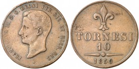 1859. Italia. Nápoles. Francisco II. 10 tornesi. (Kr. 377). 28,91 g. CU. MBC.