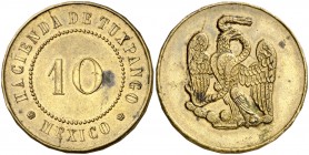 México. Hacienda de Tuxpango. Token (diez). (Rulau Ver25). 9,34 g. Latón. EBC-.