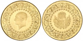 1968. Turquía. 50 kurush "de luxe". (Fr. 221 var) (Kr. 871). 3,49 g. AU. S/C.