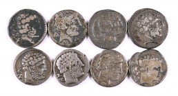 Lote de 8 denarios ibéricos. A examinar. MC/MBC.