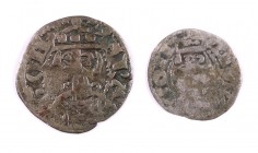 Jaume I (1213-1276). Aragón. Lote de 1 dinero y 1 óbolo jaqués. BC/MBC-.