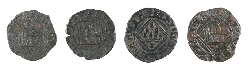 Enrique IV (1454-1474). Lote de 4 blancas de rombo de las cecas de Cuenca (dos),...