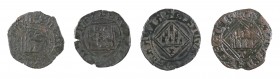 Enrique IV (1454-1474). Lote de 4 blancas de rombo de las cecas de Cuenca (dos), Segovia y Toledo. MBC-/MBC.