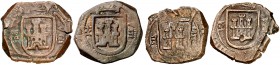 1618 (dos) y 1619 (dos). Felipe III. Segovia. 8 maravedís. Lote de 4 monedas distintas. MBC-/MBC+.