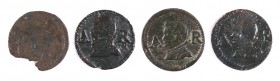 1635, 1653 (dos) y 1654. Felipe IV. Barcelona. Lote de 4 ardits, dos falsos de época. BC/MBC.