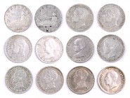 1869 a 1926. 50 céntimos. Lote de 12 monedas distintas. BC+/EBC.