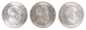 1966*1970. Franco. 100 pesetas. (AC. 150). 3 monedas. EBC+/S/C.