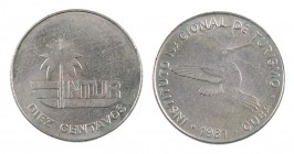 1981. Cuba. Instituto Nacional de Turismo. 10 centavos. (Kr. 414 y 415.1). Acuñaciones para visitantes. Lote de 2 monedas. EBC-.