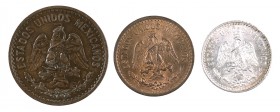 México. Lote de 3 monedas: 1 y 2 centavos de 1906 y de 10 centavos de 1914. EBC-/EBC+.