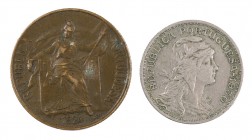 Portugal. Lote de 2 monedas: 50 centavos 1930 y 1 escudo 1924. MBC/MBC+.