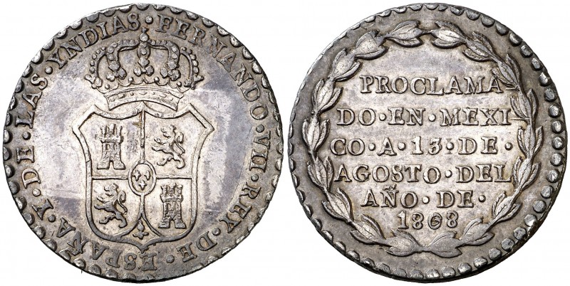 1808. Fernando VII. México. Proclamación. Módulo 2 reales. (Ha. 33). 6,71 g. Bel...