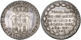 1808. Fernando VII. México. Proclamación. Módulo 2 reales. (Ha. 33). 6,71 g. Bella. Ex Colección Manuela Etcheverría. EBC.