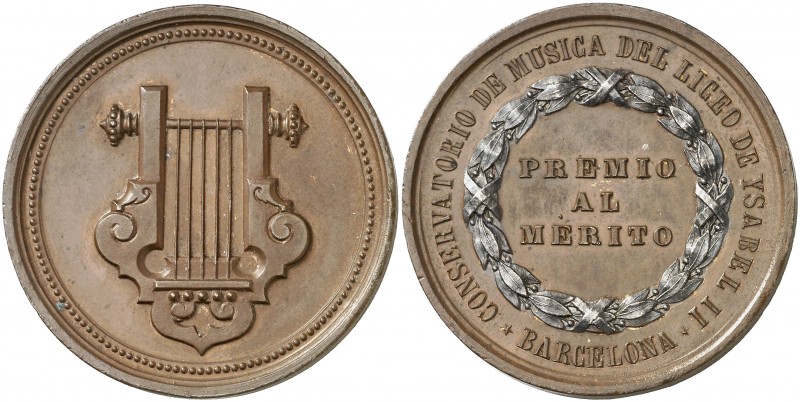 (1890). Alfonso XIII. (Barcelona). (Cru.Medalles 825d var). Ø43 mm. Bronce. Muy ...