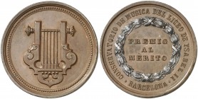 (1890). Alfonso XIII. (Barcelona). (Cru.Medalles 825d var). Ø43 mm. Bronce. Muy rara. EBC+.
