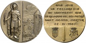 1962. Sentmenat. (Cru.Medalles falta). 76,91 g. Ø54mm. Latón. S/C.