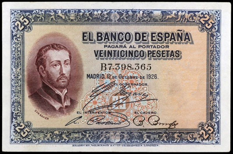 1926. 25 pesetas. (Ed. B109a) (Ed. 325a). 12 de octubre, San Francisco Javier. S...