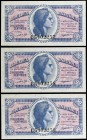 1937. 50 céntimos. (Ed. C42a) (Ed. 391a). Trío correlativo. Serie C. S/C.