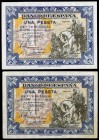 1940. 1 peseta. (Ed. D42) (Ed. 441). 1 de junio, Hernán Cortés. Pareja correlativa. Esquinas dobleces. EBC+.