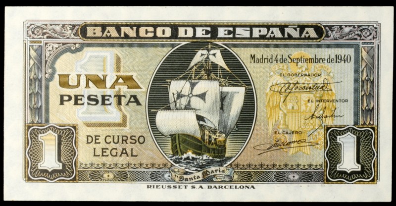 1940. 1 peseta. (Ed. D43a) (Ed. 442a). 4 de septiembre, Santa María. Pareja corr...