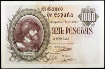 1940. 1000 pesetas. (Ed. D46) (Ed. 445). 21 de octubre, Carlos I. Raro. MBC.