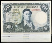 1954. 500 pesetas. (Ed. D69b) (Ed. 468b). 22 de julio, Zuloaga. 6 billetes, series B, D, H, Q (dos) y V. S/C-/S/C.